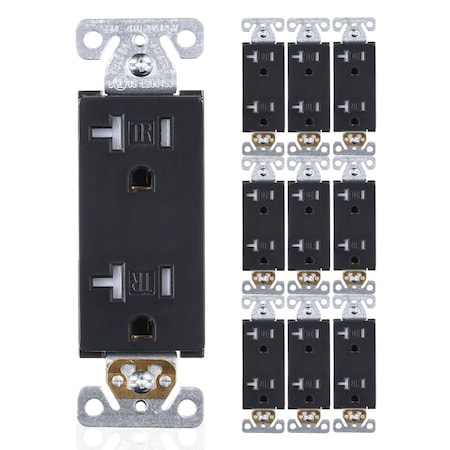 Faith 20 Amp 125-Volt Tamper-Resistant NEMA5-20R Wall Mount Duplex Outlet UL Listed, Black, 10PK SSRE4TR-BK-10